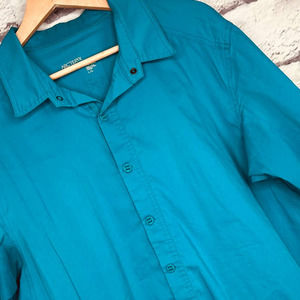 ARC'TERYX Men's L Short Sleeve Blue Outdoor Hiking Button Shirt Cotton Blend